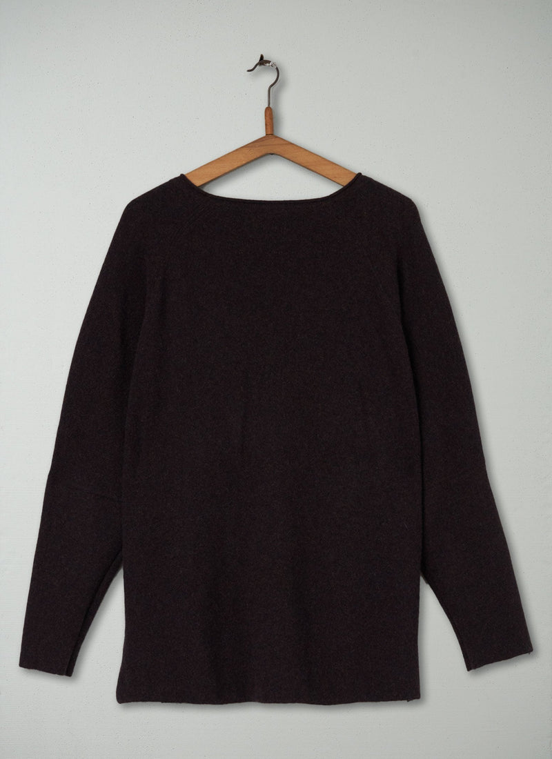 Reworn Wool Cashmere Long Sweater Size L (146) | Truffle
