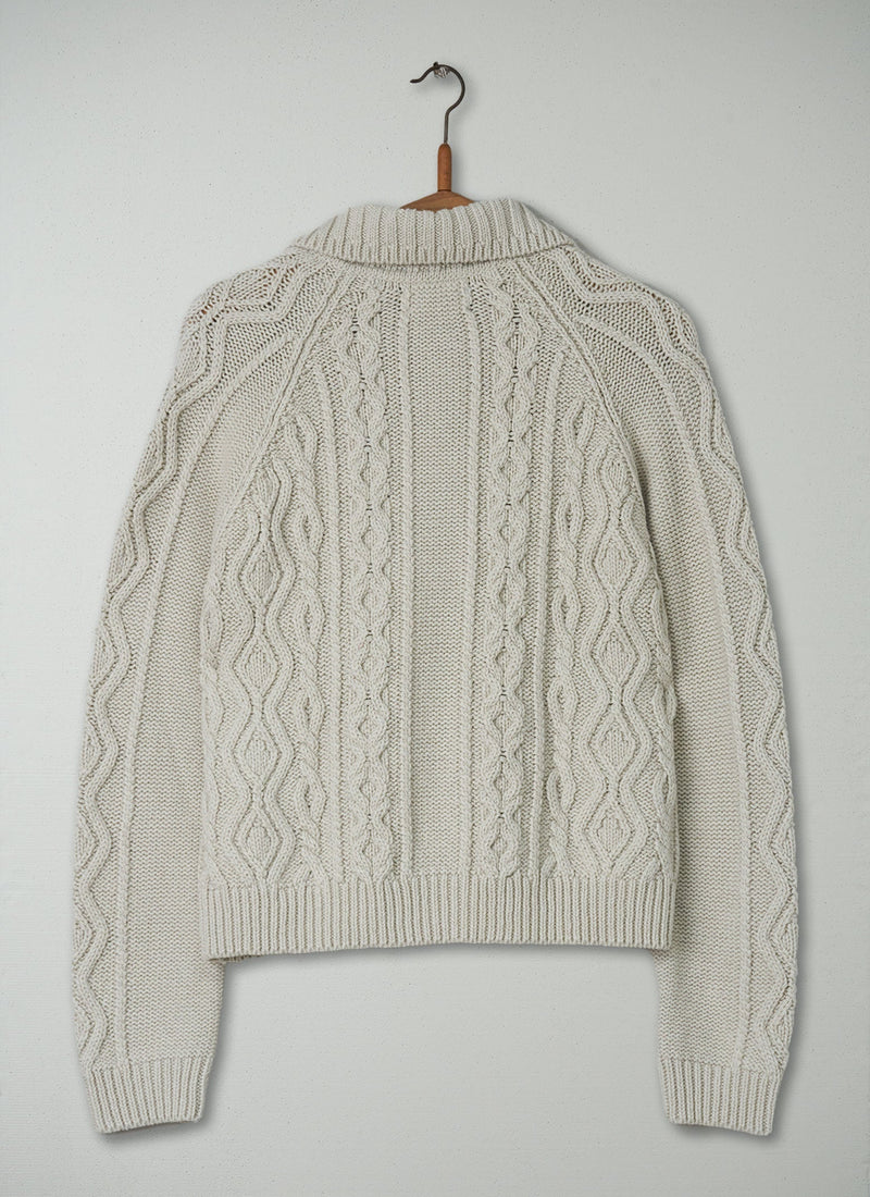 Reworn Collared Cardigan Size S (160) | Chalk