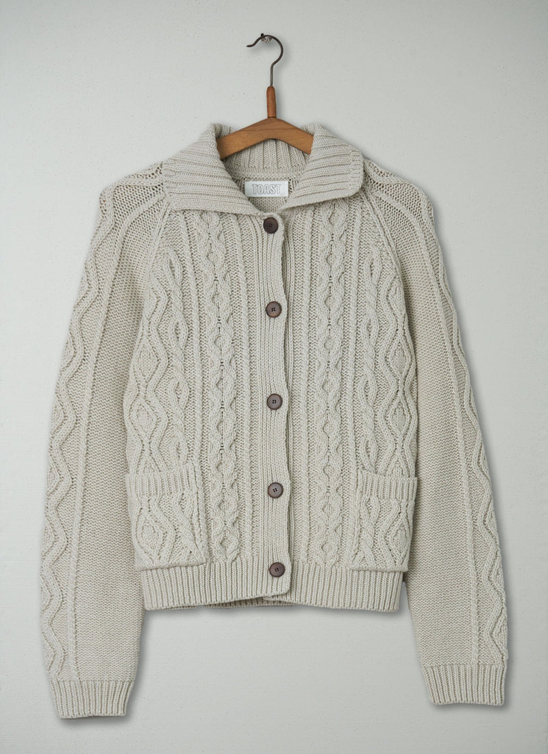 Reworn Collared Cardigan Size S (160) | Chalk