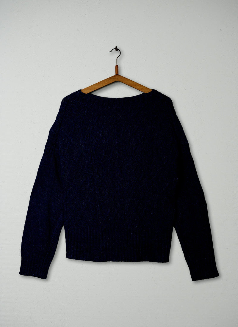 Reworn Cotton Sweater Size L (120) | Indigo