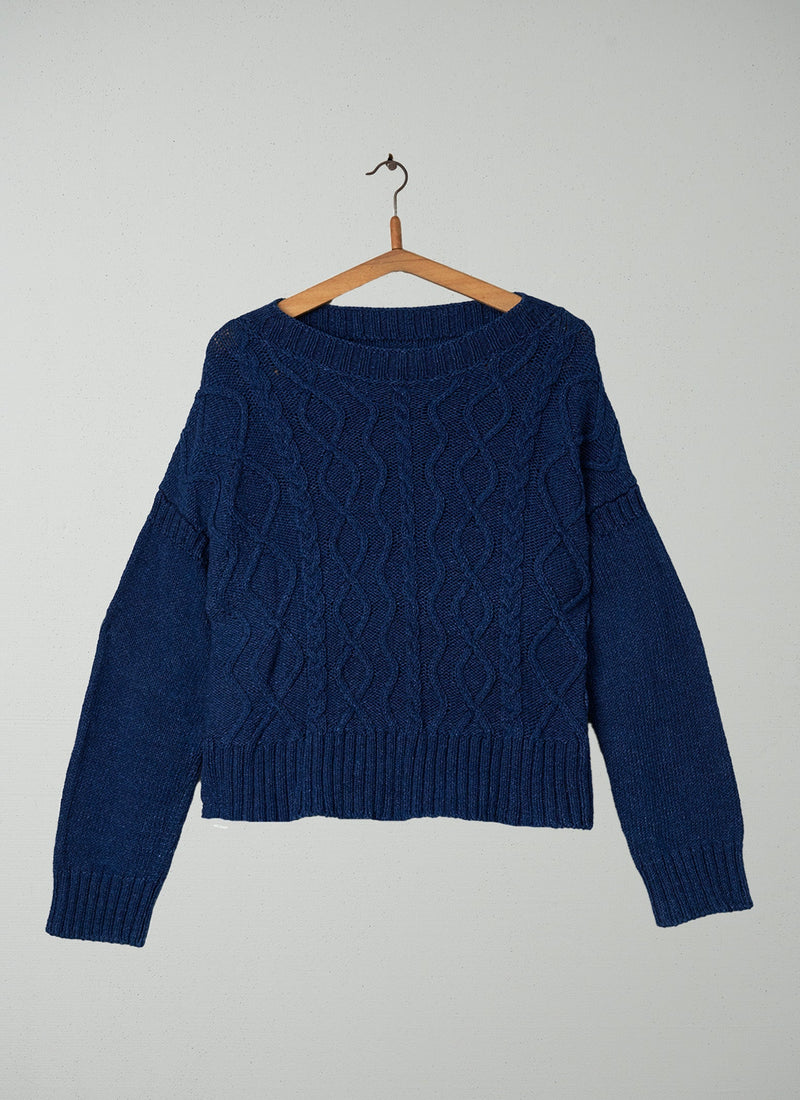 Reworn Cotton Sweater Size L (120) | Indigo