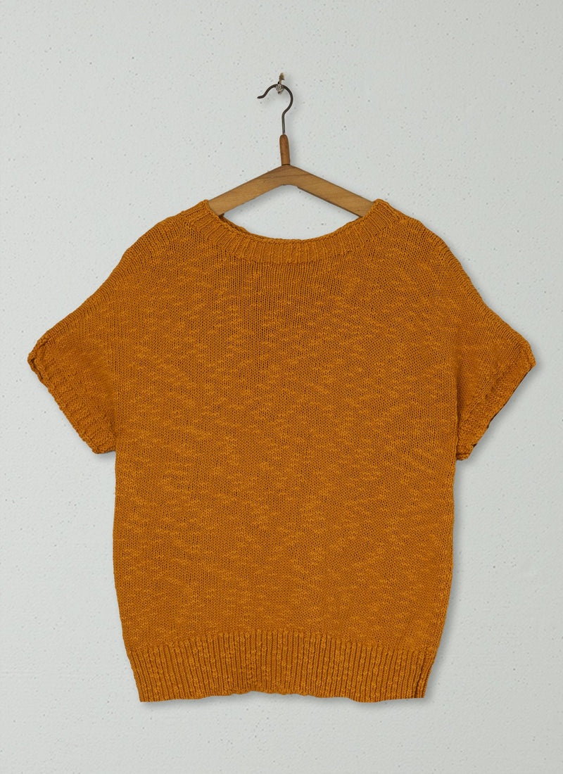 Reworn Cotton Cap Sleeve Sweater Size XS (411) | Spice
