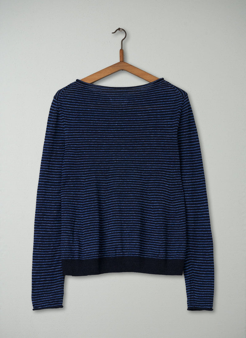 Reworn Stripe Sweater Size M (161) | Navy/Chambre