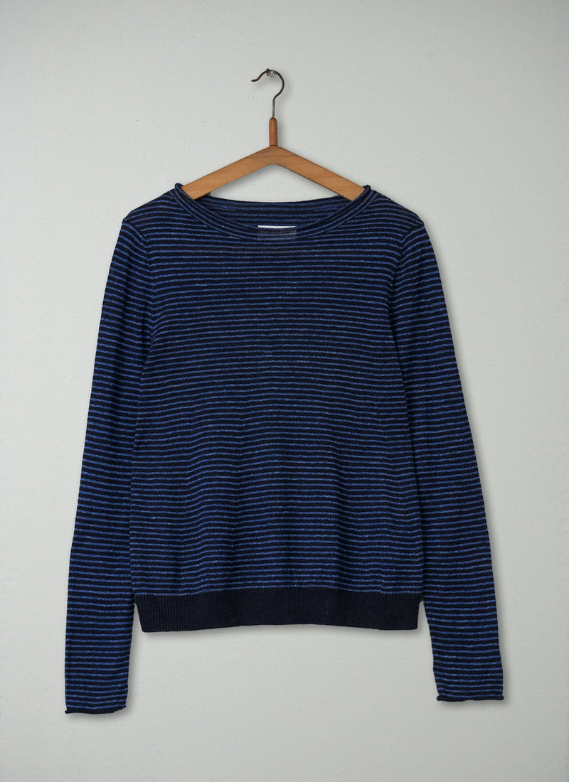 Reworn Stripe Sweater Size M (161) | Navy/Chambre