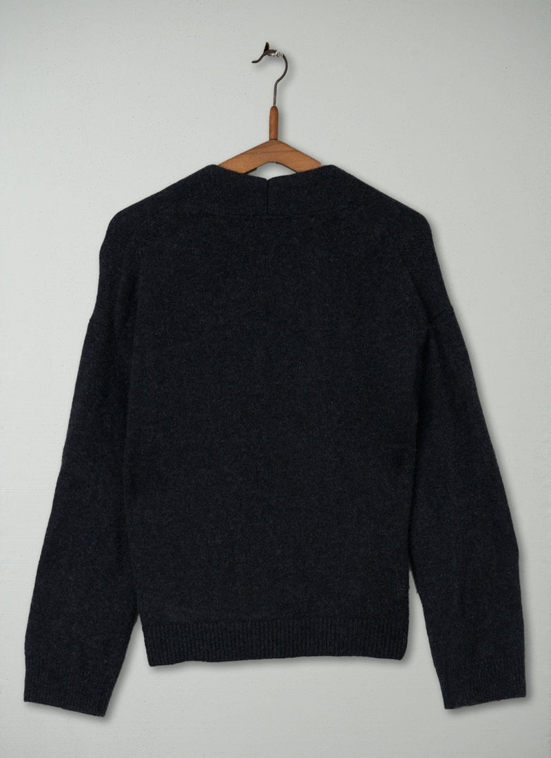 Reworn Cashmere Wrap Cardigan size S (138) | Charcoal