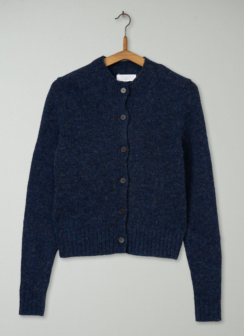 Reworn Wool Neat Cardigan Size XS (375) | Navy