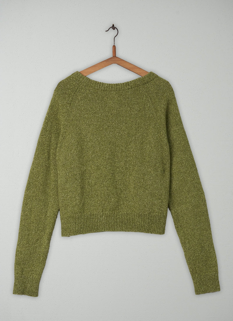 Reworn Wool Cotton Raglan Cardigan Size L (128) | Apple