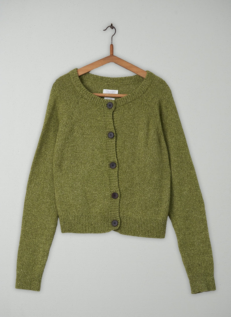 Reworn Wool Cotton Raglan Cardigan Size L (128) | Apple