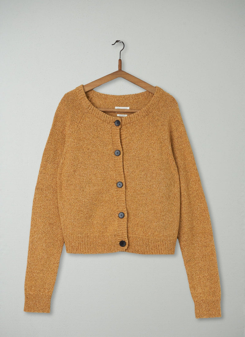 Reworn Wool Cotton Raglan Cardigan Size L (129) | Apricot