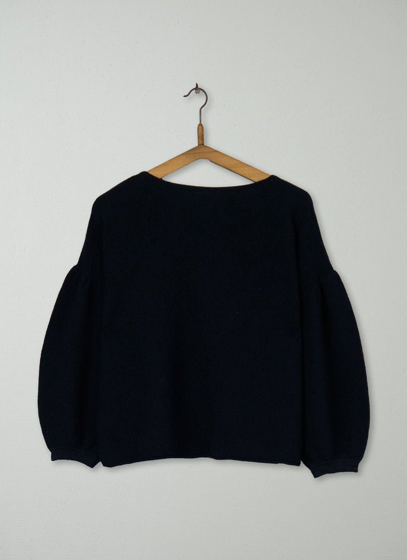 Reworn Balloon Sleeve Cardigan Size M (441) | Black