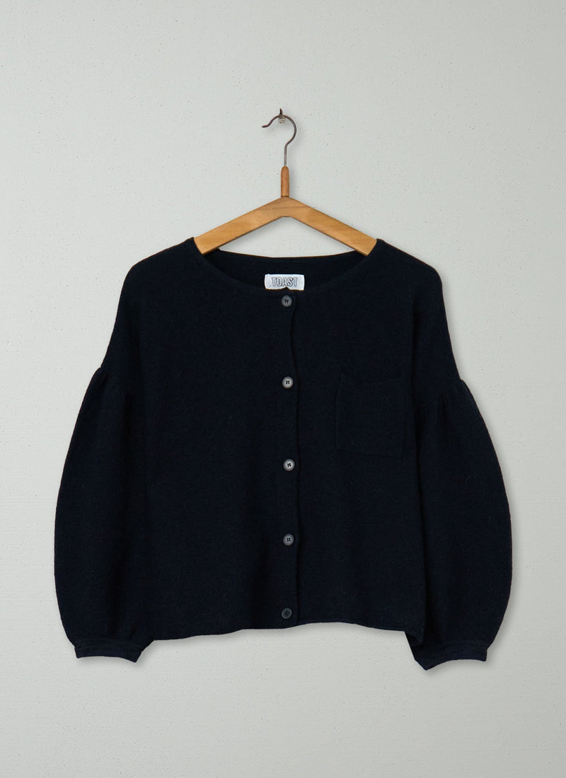 Reworn Balloon Sleeve Cardigan Size M (441) | Black