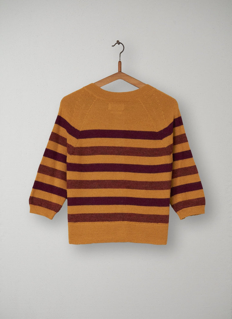 Reworn Stripe Cardigan Size M (030) | Honey