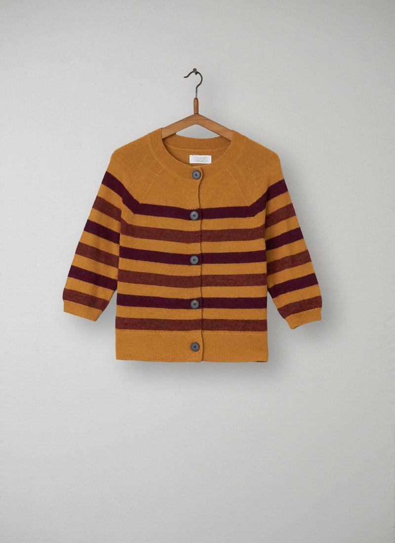 Reworn Stripe Cardigan Size M (030) | Honey