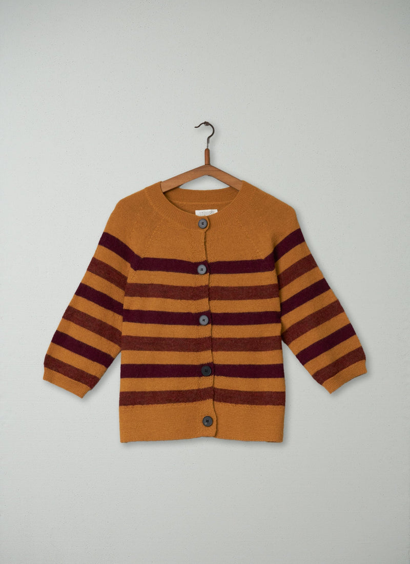 Reworn Stripe Cardigan Size M (074) | Honey