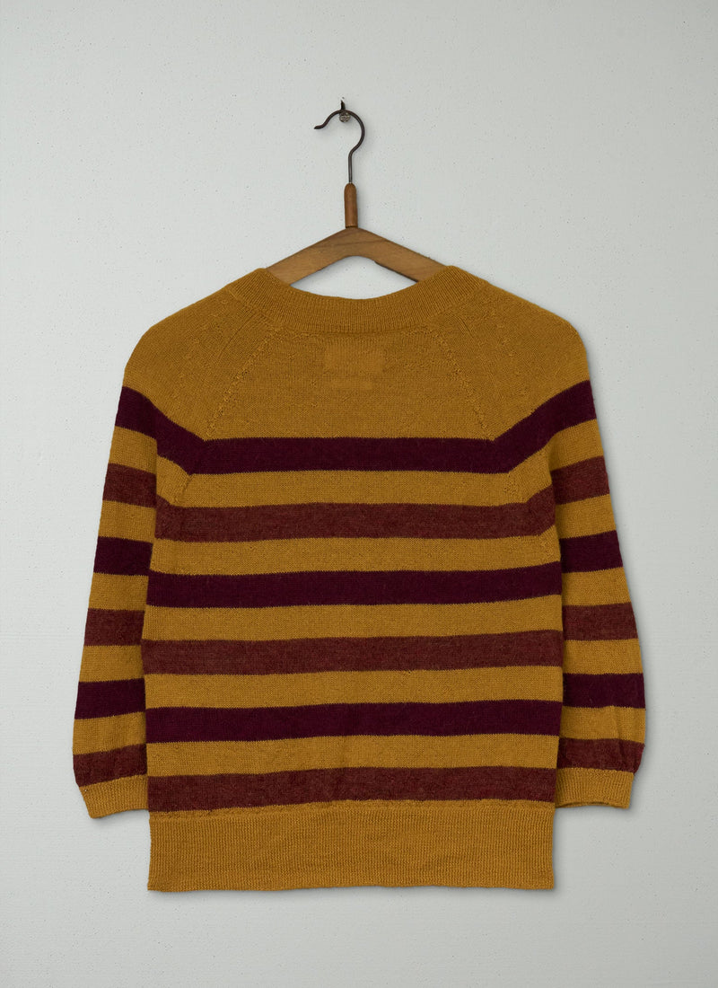 Reworn Stripe Alpaca Cardigan Size S (374) | Multi
