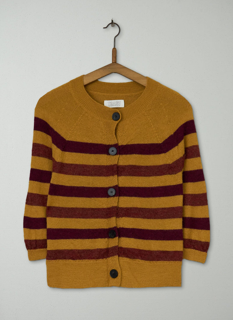 Reworn Stripe Alpaca Cardigan Size S (374) | Multi