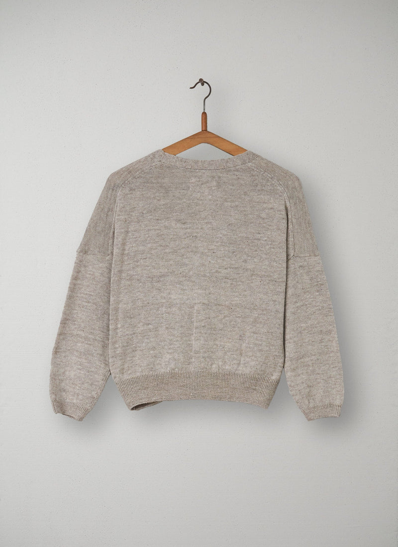 Reworn Wool Linen Cardigan Size M (031) | Oatmeal