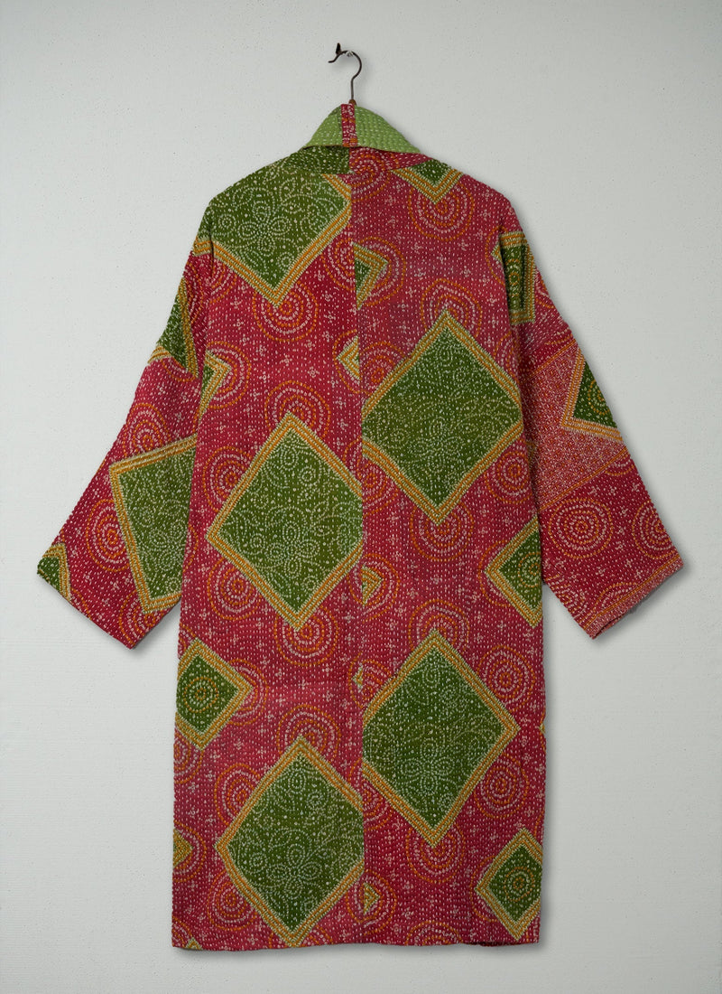 Reworn Kantha Gown Size M (012) | Greens