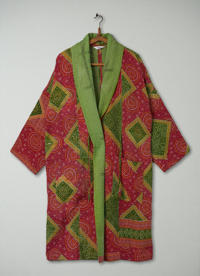 Reworn Kantha Gown Size M (012) | Greens