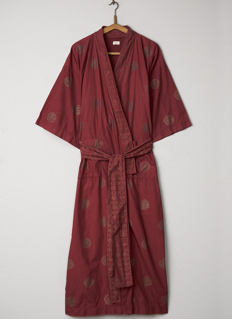 Reworn Printed Kimono Gown Size XXS (001) | Red/Gold