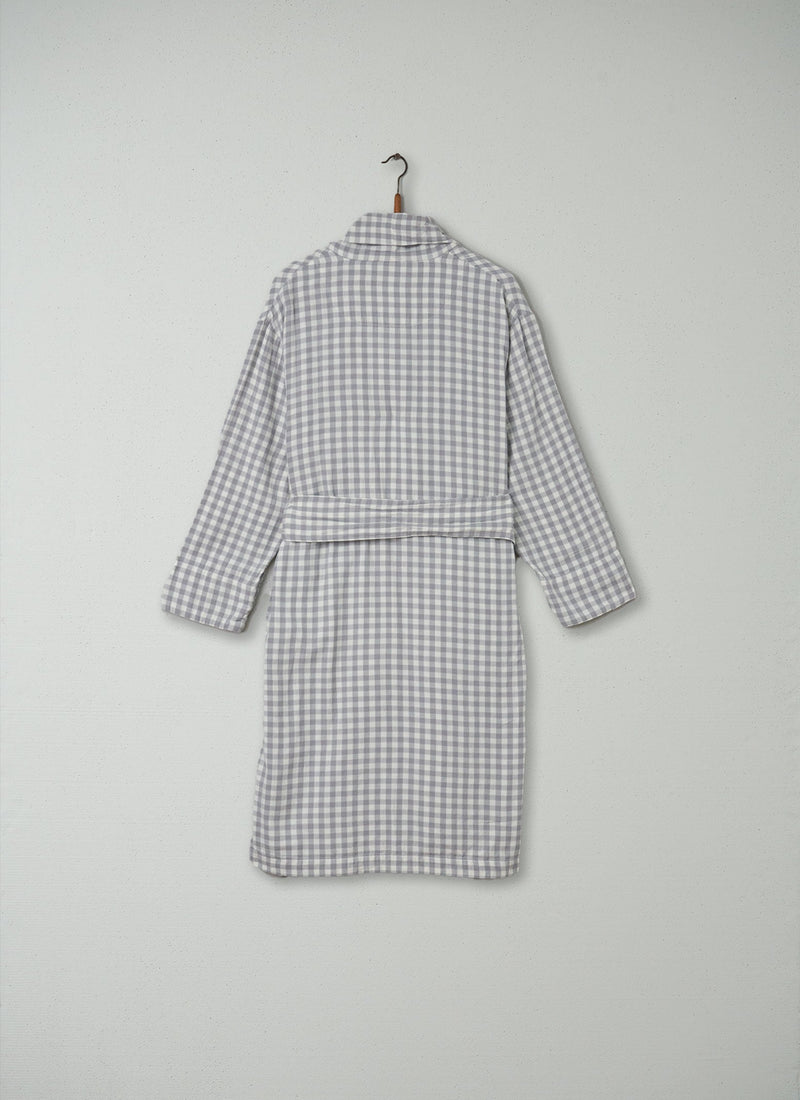 Reworn Cotton Gown Size S (007) | Grey/Off White