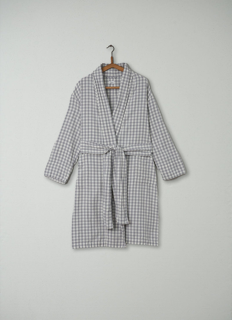 Reworn Cotton Gown Size S (007) | Grey/Off White
