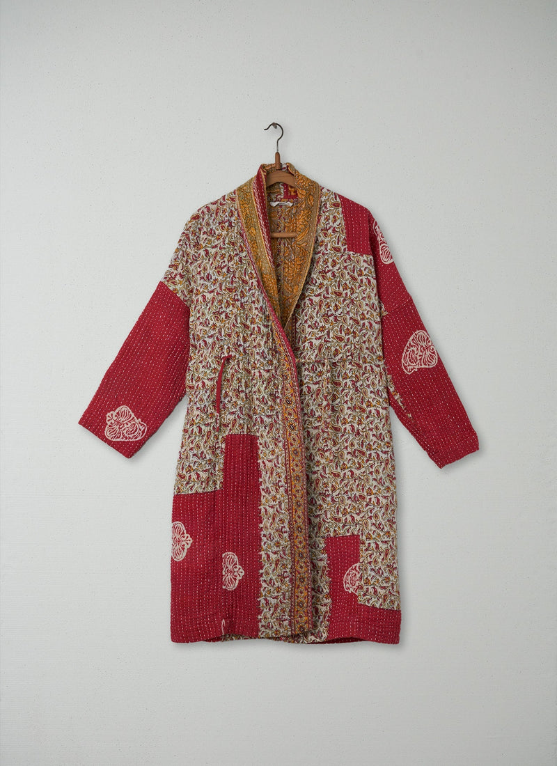 Reworn Kantha Gown Size S (005) | Reds