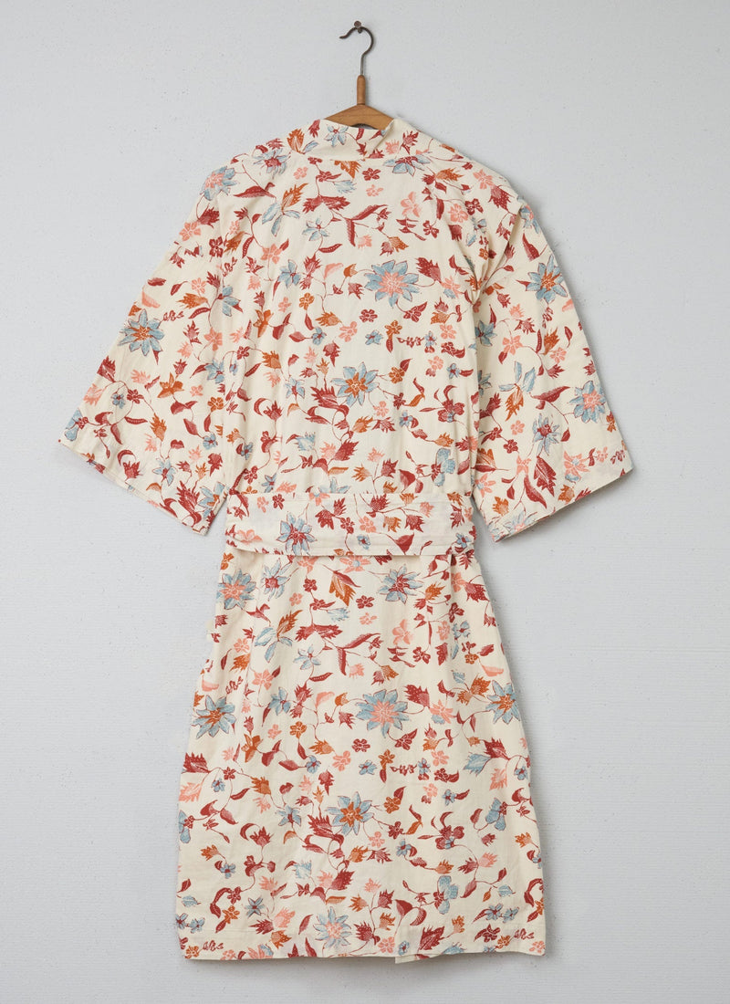 Reworn Printed Gown Size S (004) | Ecru/Red Earth
