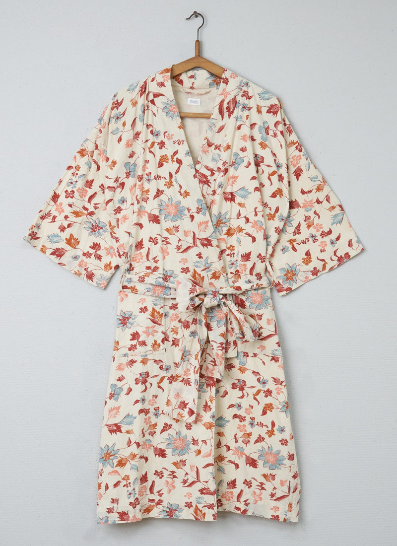 Reworn Printed Gown Size S (004) | Ecru/Red Earth