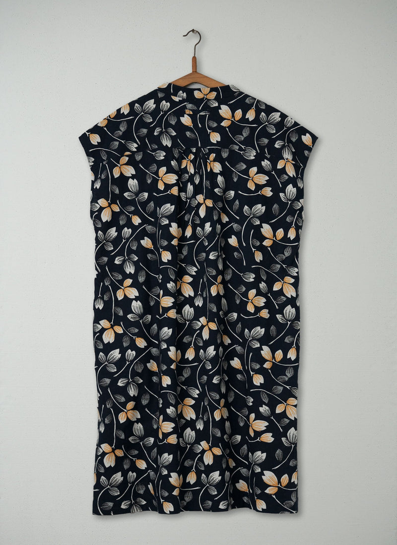 Reworn Toma Print Nightie Size L (040) | Deep Blue