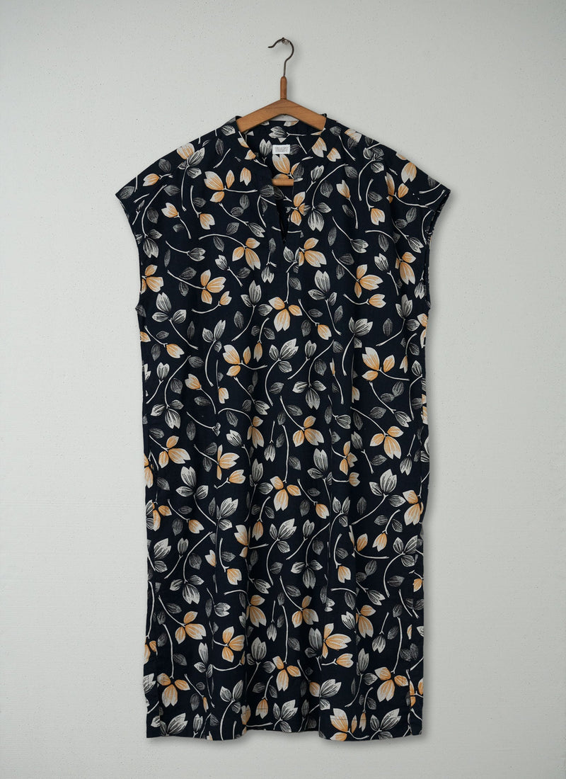 Reworn Toma Print Nightie Size L (040) | Deep Blue