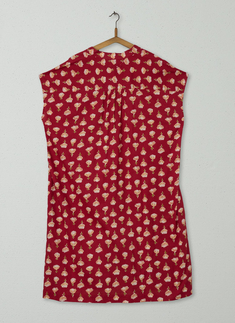 Reworn Lotus Print Nightie Size S (153) | Scarlet