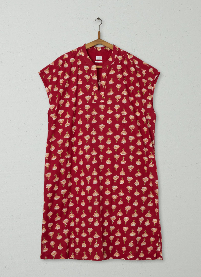 Reworn Lotus Print Nightie Size S (153) | Scarlet