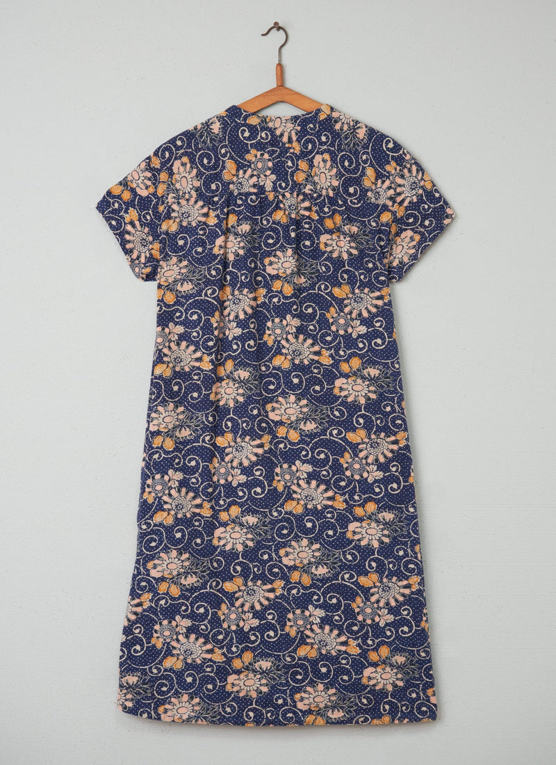 Reworn Printed Nightie Size M (002) | Denim Blue