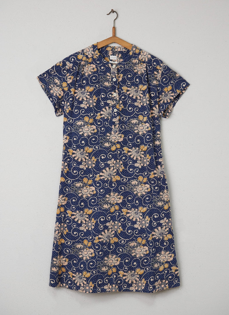 Reworn Printed Nightie Size M (002) | Denim Blue
