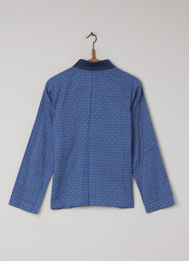 Reworn PJ Print Top Size 8 (028) | Indigo