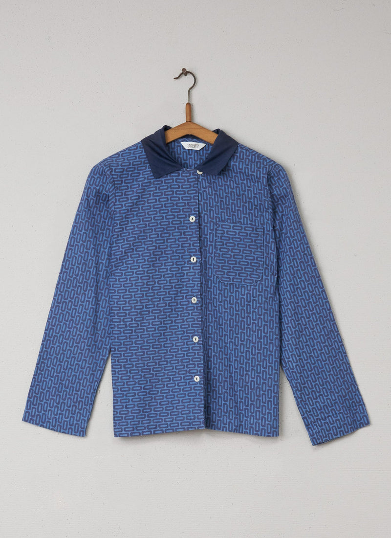 Reworn PJ Print Top Size 8 (028) | Indigo