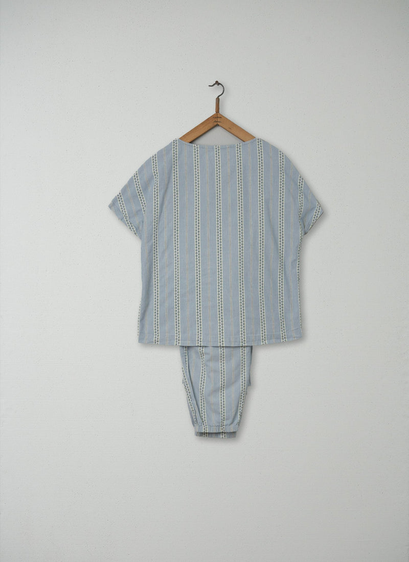 Reworn Dobby Stripe Pyjamas Size M (005) | Blue