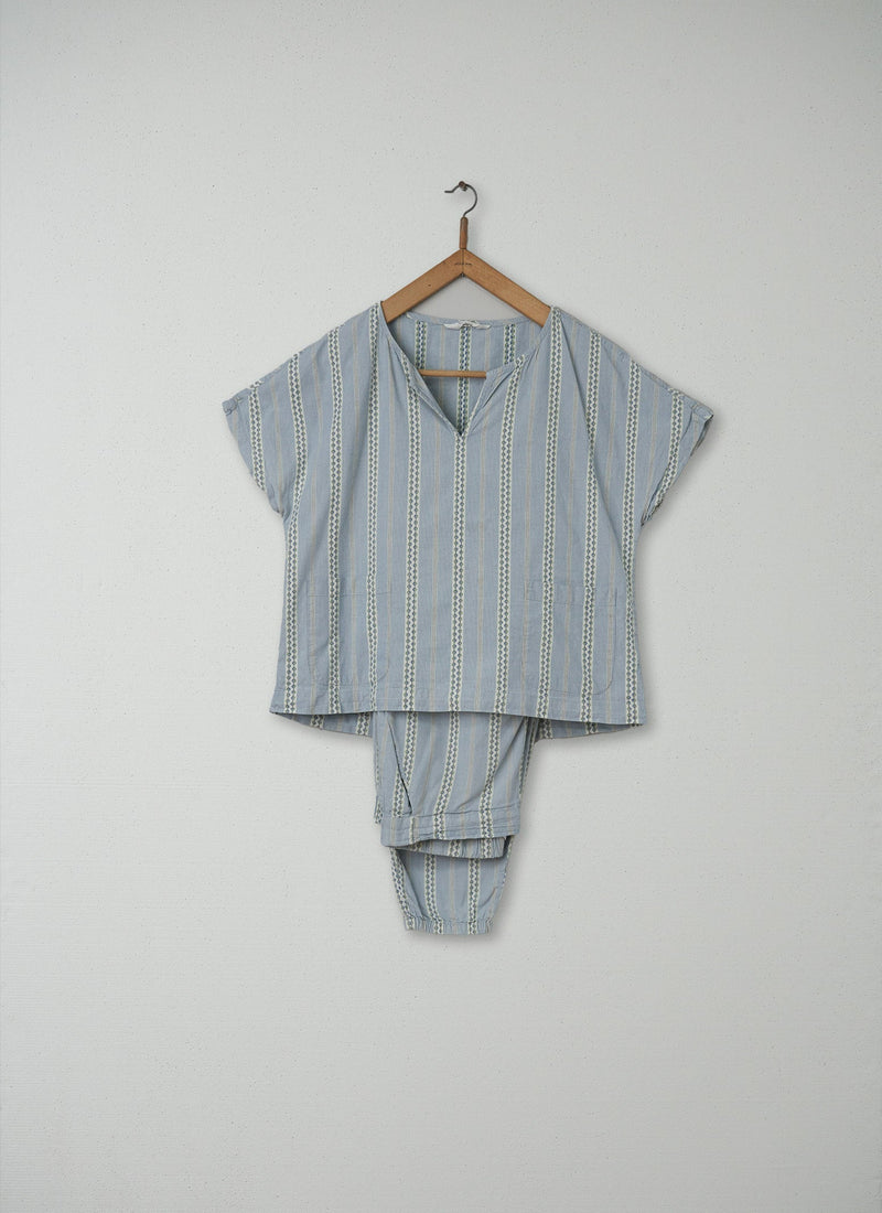 Reworn Dobby Stripe Pyjamas Size M (005) | Blue
