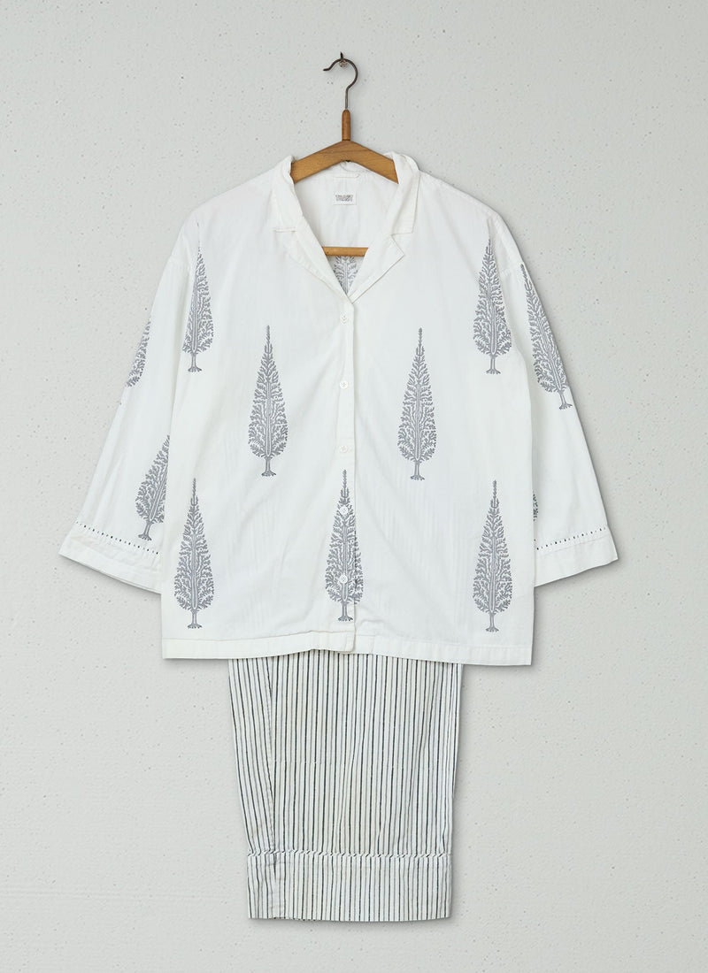 Reworn Block Print Pyjamas Size M (132) | Multi
