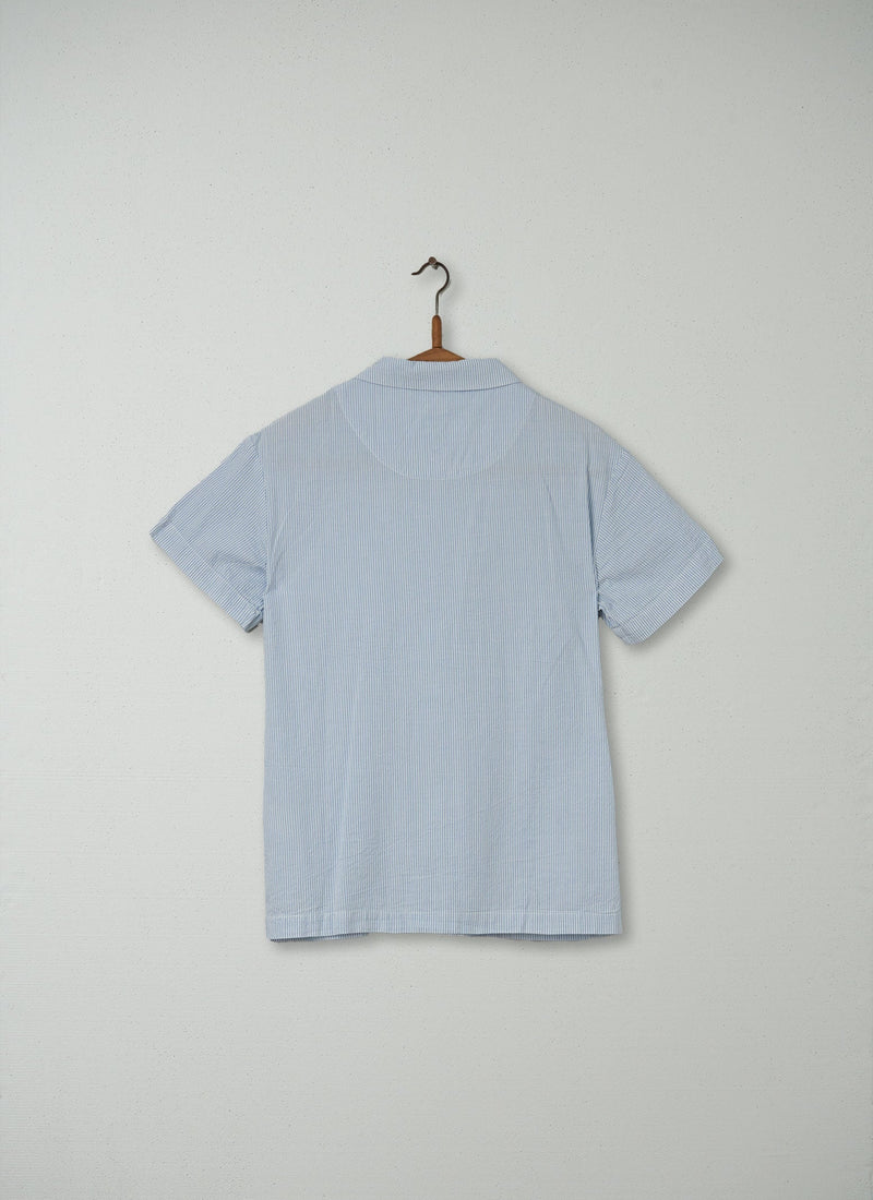 Reworn Fine Cotton Stripe PJ Top Size 8 (087) | Blue/White