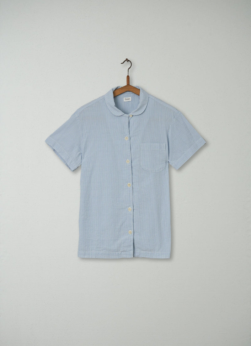 Reworn Fine Cotton Stripe PJ Top Size 8 (087) | Blue/White