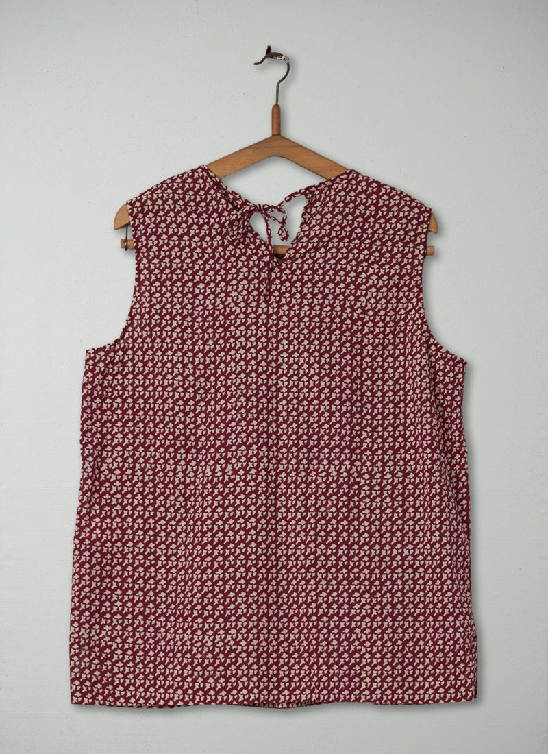 Reworn Block Print Cami Size L (248) | Damson/Ecru