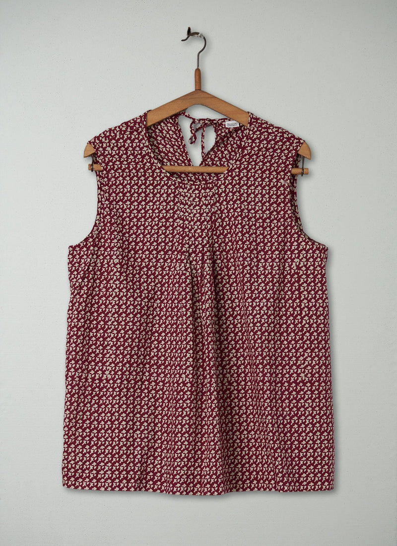 Reworn Block Print Cami Size L (248) | Damson/Ecru
