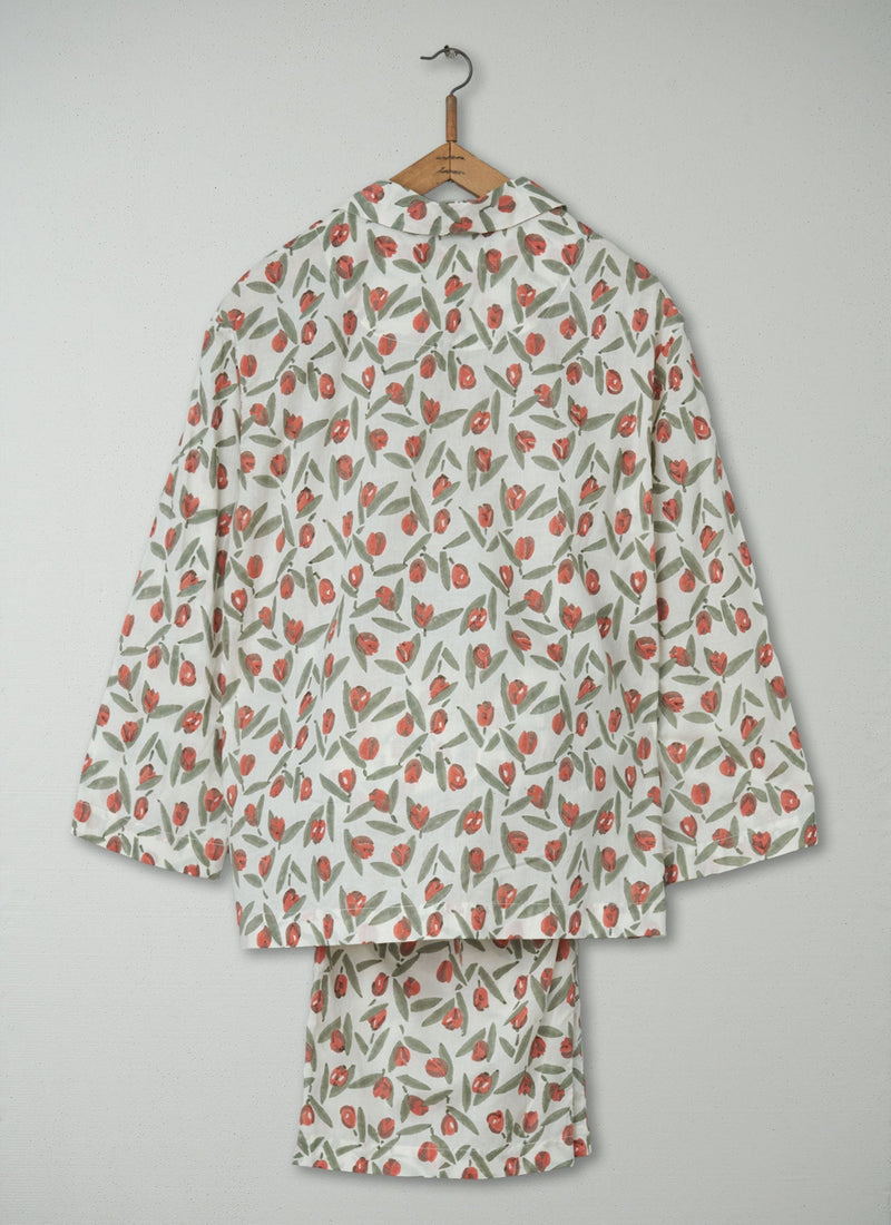 Reworn Rosebud Block Print Pyjamas Size XS (039) | Multi