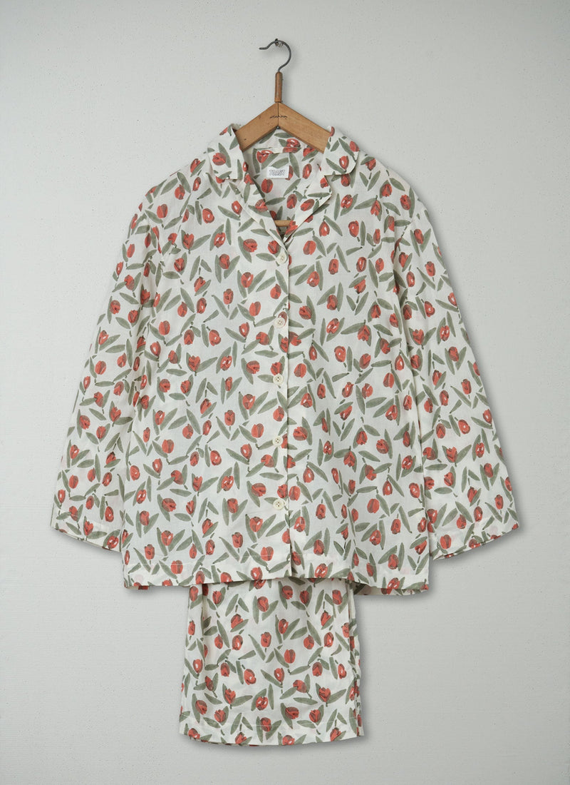 Reworn Rosebud Block Print Pyjamas Size XS (039) | Multi