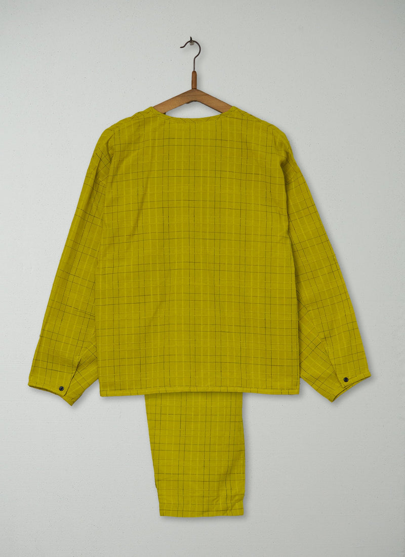 Reworn Pin Check Cotton Pyjamas Size S (142) | Okra