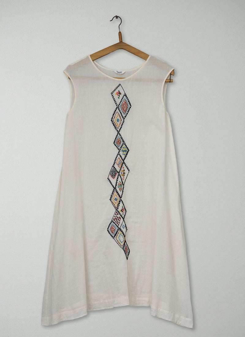 Reworn Embroidered Beach Dress Size 10 (1984) | Multi