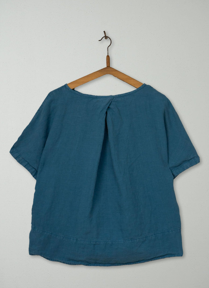Reworn Washed Linen Tee Size 12 (1136) | Kingfisher