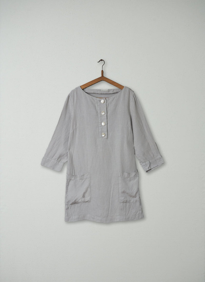 Reworn Linen Tunic Size 12 (146) | Grey
